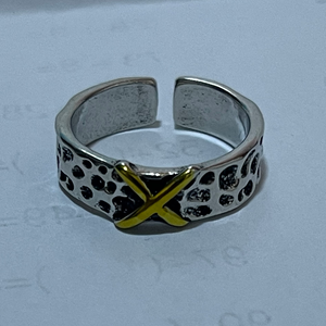 Europe Amérique Hommes Femmes Trendy Open Ring Double Colors Vintage Retro Silver Unknown Handmade Hot Niche Personality Featuring - Product Image 1