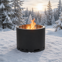 Brasero de camping sans fumée de 19 pouces, poêle à bois d'extérieur avec grilles BBQ pour jardin et terrasse
