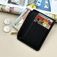 Dompet Kartu Kredit Tipis Kulit PU dengan Resleting Samping dan Kantong Koin, Multi Slot, untuk Pria Wanita, Perjalanan dan Bisnis
