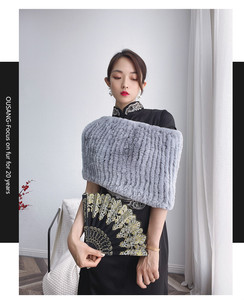 Ladies Bất Rex Thỏ Đàn Hồi Lông Snood Khăn Choàng Khăn Quàng Dệt Kim Lông Thỏ Snood Dệt Kim Rex Thỏ Snood - Product Image 5