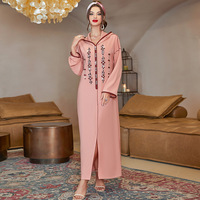 Nouvelle Abaya musulmane pour femmes, vêtements arabes islamiques de Dubaï, robe longue à capuche faite à la main avec des perles de diamant, robe musulmane décontractée et modeste