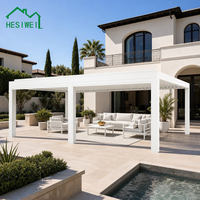 Pergola à toit à persiennes HESIWEI en aluminium motorisée, pare-soleil pour hôtel, restaurant, terrasse