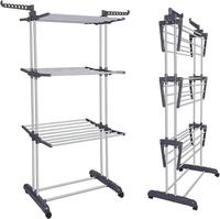 Cedar space Séchoir à linge pliable à roulettes pour la maison, Étagère de rangement mobile pour vêtements, Étagère à vêtements en métal, Vente en gros usine