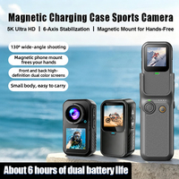 Caméra Sportive Mini 5K Étanche pour Moto, Design Breveté, Grand Angle 130°, Double Écran, WiFi, Suivi IA, Portable pour l'Extérieur