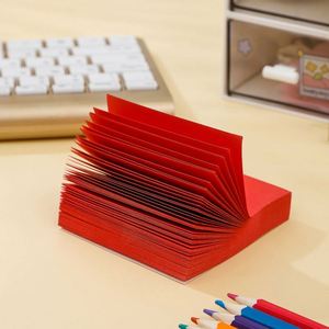 100 Sheets Solid Red Square Self-Adhesive Sticky Notes Set Vibrant Single-Hue <b>Memo</b> <b>Pads</b> Office School Daily - Product Image 2