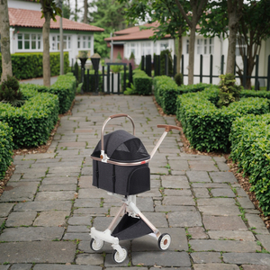 Stylish High Landscape Rose Gold Dog Cart Foldable Luxury and Elegant <b>Pet</b> Product for Small Dogs and Cats - Product Image 6