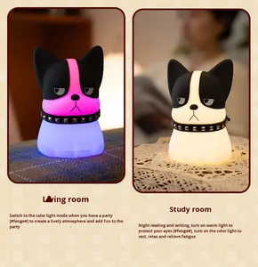 All'ingrosso transfrontaliero nuovo Bulldog francese in Silicone per <span class=keywords><strong>la</strong></span> notte ha portato pacche colorate con ricarica USB cucciolo camera da letto creativa - Product Image 1