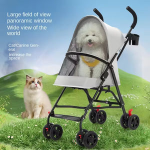 Chariot pour animaux de compagnie pour petits chiens et chats, léger, pliable, en métal, design parapluie à 8 roues avec grand espace pour une utilisation en extérieur - Product Image 2