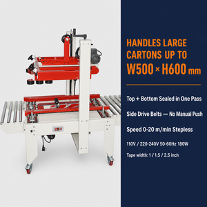 Máquina Selladora <span class=keywords><strong>de</strong></span> Cajas Semiautomática FXJ-6050, 0-20m/min, Sellado Superior e Inferior Cónico, Ancho <span class=keywords><strong>de</strong></span> Sellado 200-500mm, Altura 150-600mm, Máxima Capacidad <span class=keywords><strong>para</strong></span> Cajas y Bolsas <span class=keywords><strong>de</strong></span> Papel, Inducción - Product Image 2