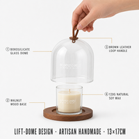 Bougie en verre sous cloche, bougie parfumée en cire de soja, couvercle décoratif de luxe pour la maison, les fêtes, les bars, support petite quantité, Saint-Valentin