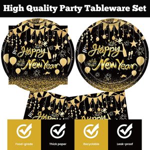 Platos y Servilletas <span class=keywords><strong>de</strong></span> Papel <span class=keywords><strong>para</strong></span> Fiesta <span class=keywords><strong>de</strong></span> <span class=keywords><strong>Año</strong></span> Nuevo, Juego <span class=keywords><strong>de</strong></span> Vajilla Desechable <span class=keywords><strong>para</strong></span> Decoración <span class=keywords><strong>de</strong></span> Fiestas <span class=keywords><strong>de</strong></span> Nochevieja - Product Image 2