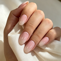 Prêts à être expédiés : Faux ongles à presser en amande moyenne, dégradé français ombré, en stock, réutilisables en ABS, vente en gros, expédition rapide