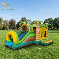 Château gonflable commercial sur mesure en forme de palmier tropical avec toboggan pour location professionnelle