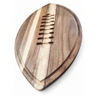 Planche à découper en bois d'acacia en forme de ballon de football, plateau de service pour charcuterie de 16 x 9,5 pouces pour les fêtes, les sorties en plein air et la maison