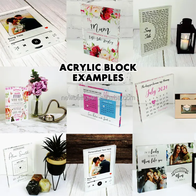 Benutzer definierte Marke Display Acryl Foto blöcke Bogen Acryl Block Foto