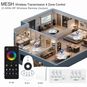 4 Zone 5-in-1 Remote Control for COB/SMD <b>Light</b> Strips with Sync/Music <b>Wireless</b> 30M Range DC5-24V 6A/CH - Product Image 3
