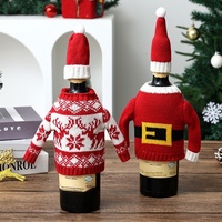 Housse de bouteille de vin tricotée créative de style euro-américain pour Noël, idéale pour la décoration de table festive des restaurants