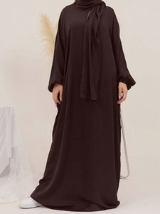 Abaya élégante pour femmes, modeste, manches longues, douce, respirante, légère, en coton, islamique, maxi, pour l'été, la <span class=keywords><strong>prière</strong></span> <span class=keywords><strong>de</strong></span> l'Aïd, décontractée, quotidienne - Product Image 4