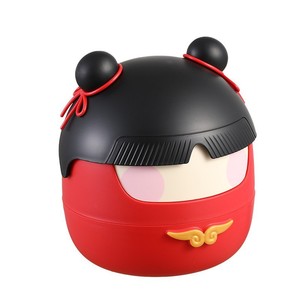 Nezha Style Desktop Trash Can Round Red Flip Top Office Wastebasket Indoor Storage <b>Bin</b> 260g - Product Image 3
