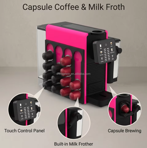 Machine à expresso compacte à capsules avec mousseur à lait, panneau de commande tactile, pompe à pression 20 bars, machine à café pour la maison et le bureau - Product Image 4