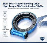 Moteur d'orientation SE17 pour tracker solaire, couple élevé 10 kN.m, engrenage à vis sans fin autobloquant pour système de suivi de panneaux photovoltaïques