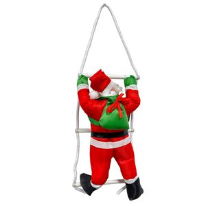 En stock : Petite poupée de Noël en peluche, Père Noël grimpeur d'échelle, en polyester velours, pendentif décoratif - Product Image 6