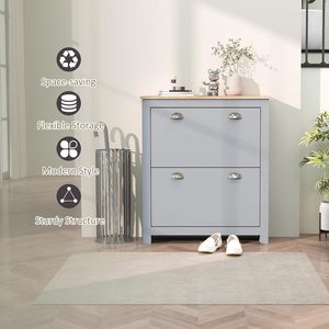 <span class=keywords><strong>Scarpiera</strong></span> di Lusso con Cassetti, Mobile <span class=keywords><strong>Scarpiera</strong></span> Basculante, Grande <span class=keywords><strong>Scarpiera</strong></span> a 4 Cassetti per Ingresso, Grigio Morbido - Product Image 4