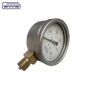 Pabrik Cina pengukur tekanan kapsul 100mm mbar ss kasus koneksi kuningan 1/2 "bsp cmh2o manometer tekanan rendah
