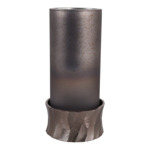 Portacandele in vetro con base in metallo per decorazioni domestiche, candelabro a pilastro per esposizione su mensola o camino - Product Image 3