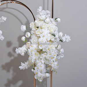 Suministros para Fiestas, Flores Artificiales de Seda Hechas a Mano, Rosas Blancas, Decoración para Bodas y Cumpleaños, Camino de Mesa con Flores - Product Image 4