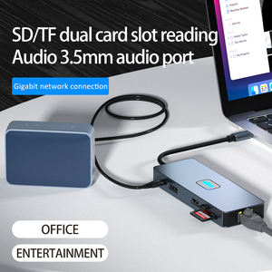 Hub USB Justlink 11-en-1 Type-C HDMI 4K 60Hz DP VGA USB <span class=keywords><strong>3</strong></span>.2 10 Gbit/s Port Réseau Gigabit 1000 Mbps Adaptateur Audio SD TF <span class=keywords><strong>3</strong></span>,5 mm En Stock - Product Image 4