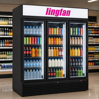 Réfrigérateur commercial pour boissons, 3 portes vitrées, réfrigérateur vertical pour cola, équipement de réfrigération à air pour supermarché