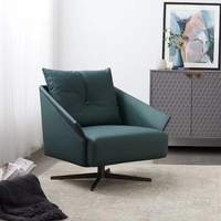 Fauteuil pivotant moderne en cuir, rembourré et capitonné, pour salon ou hôtel, avec pieds en métal faits à la main – Offre Spéciale
