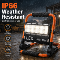 Lampe de travail LED portable rechargeable étanche 100W IP66 50 LED sans fil pour chantier, projecteur d'atelier réglable 6000K