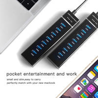 Hub adaptateur multiport USB 3.0 haute vitesse 7-en-1 avec indicateur LED pour extension informatique – Produit en stock important