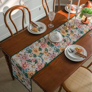 Coureurs <span class=keywords><strong>de</strong></span> <span class=keywords><strong>table</strong></span> populaires d'été d'Anne en gros <span class=keywords><strong>de</strong></span> <span class=keywords><strong>style</strong></span> champêtre-Botanical Floral Jacquard Poly-Cotton Fabric Straight Edge - Product Image 2