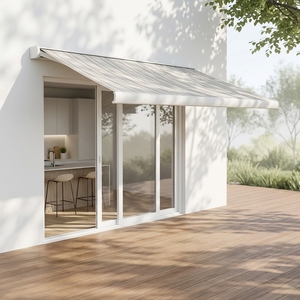 Auvent de terrasse rétractable moderne avec tissu résistant aux UV, auvent élégant pour terrasses et espaces de vie extérieurs - Product Image 1