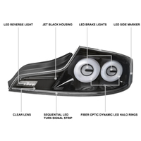 Feux arrière noirs/fumés pour Infiniti G35 Coupé 2003-2007, clignotants séquentiels LED, feux arrière LED, signal de freinage, marche arrière