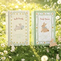 Cuaderno Little Rabbit A5S, con encuadernación en espiral de PET ecológica y duradera, 100 hojas interiores con impresión a color