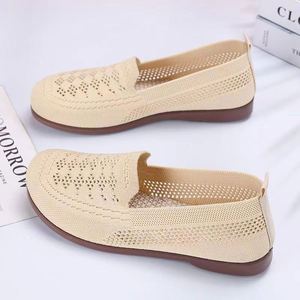 Zapatos Planos Casuales para Mujer, para Verano, Otoño, Invierno y Primavera, Parte Superior de Tejido Elástico, Plantilla de PVC, Cierre Deslizante, Punta Cerrada - Product Image 4