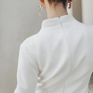 Vestidos 2024 custom designer boutique di moda estate elegante modesto lusso a manica lunga <span class=keywords><strong>bianco</strong></span> mini <span class=keywords><strong>abito</strong></span> donna <span class=keywords><strong>con</strong></span> piuma - Product Image 6