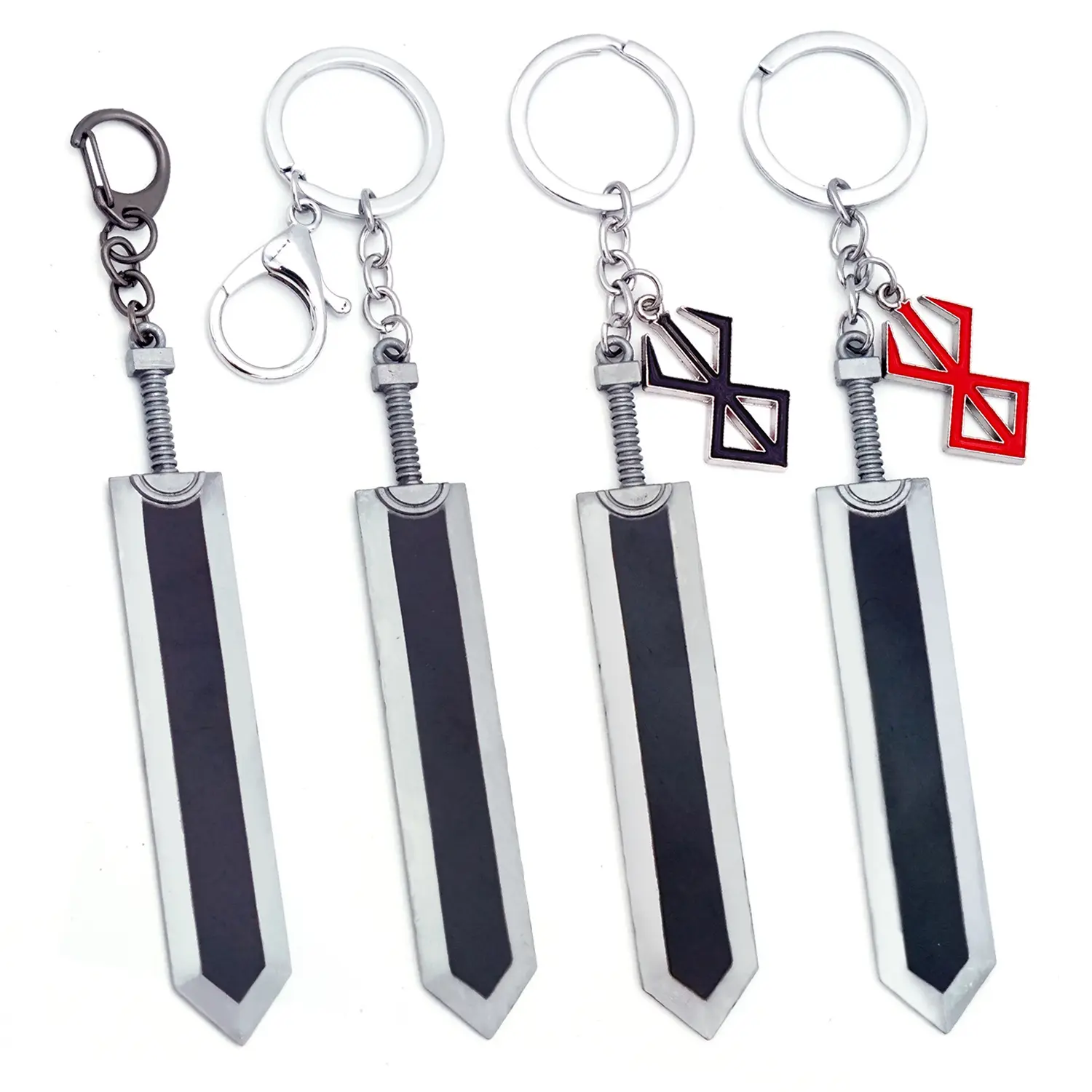 7 couleurs 10-12cm mini porte-clés et collier épée en alliage de haute qualité pour les fans de Anime Guts Berserk as Gfit