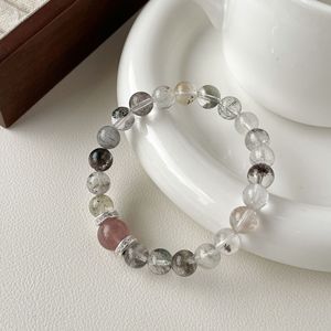 Natural <b>Crystal</b> Green Phantom Quartz Bracelet S925 Sterling Silver Strawberry Quartz Women's Everyday Wear Minimalist Design - Product Image 4