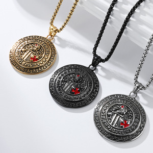 Collar con escudo de los Caballeros Templarios para hombre, colgante de acero inoxidable, diseño geométrico, regalo, joyería - Product Image 2