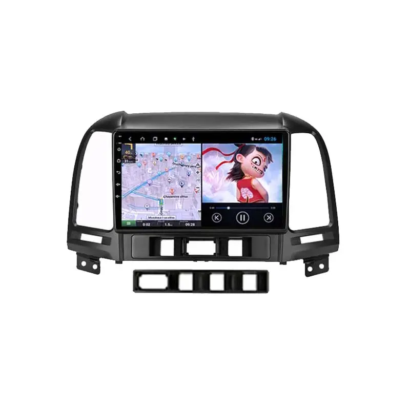 Krando Android 11.0 6+128G car dvd player gps for Hyundai IX45/ Santafs 2006-2012 slim back full touch IPS screen steering whee