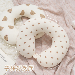 U-Shaped <b>Neck</b> <b>Pillow</b> Cotton Animal Pattern Portable Travel <b>Pillow</b> For Car And Airplane Use - Product Image 2