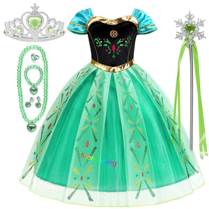Halloween carnaval Navidad cumpleaños fiesta TV y película disfraces Cosplay bordado niñas Anna princesa vestido con Tiara - Product Image 1