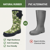 Bottes de pluie en caoutchouc pour femmes, imprimé marguerite verte tendance, avec boucle latérale réglable, imperméables, pour jardin et extérieur