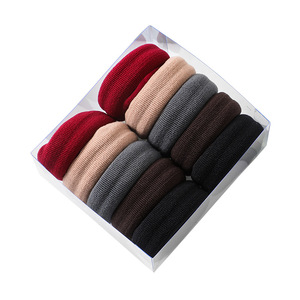 Thickened Hair Tie High Elasticity Seamless Solid Color Knitted Hair Accessory For Women Casual Style <b>Mixed</b> Colors 10 Pcs <b>Box</b> - Product Image 3