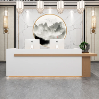 USA CA UK AU GER Stock local Vente en gros Lumière LED en bois Salon de beauté Bureau de réception blanc moderne Comptoir de salon pour spa